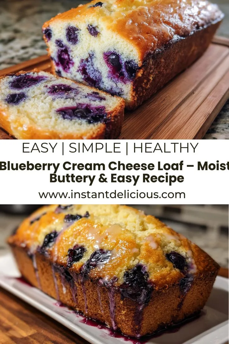 Blueberry Cream Cheese Loaf – Moist, Tangy-Sweet Bread Bursting with Fresh Berries