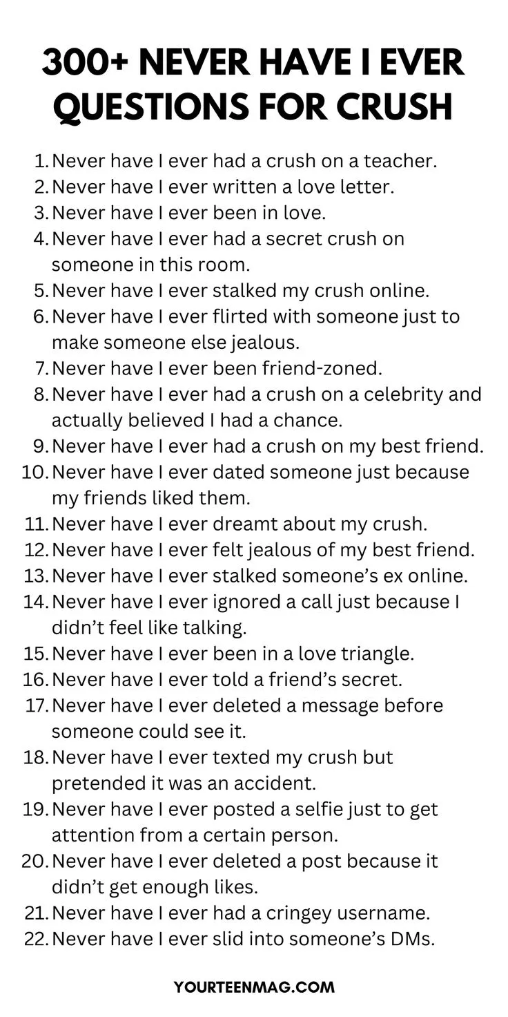 300+ Never Have I Ever Questions For Crush