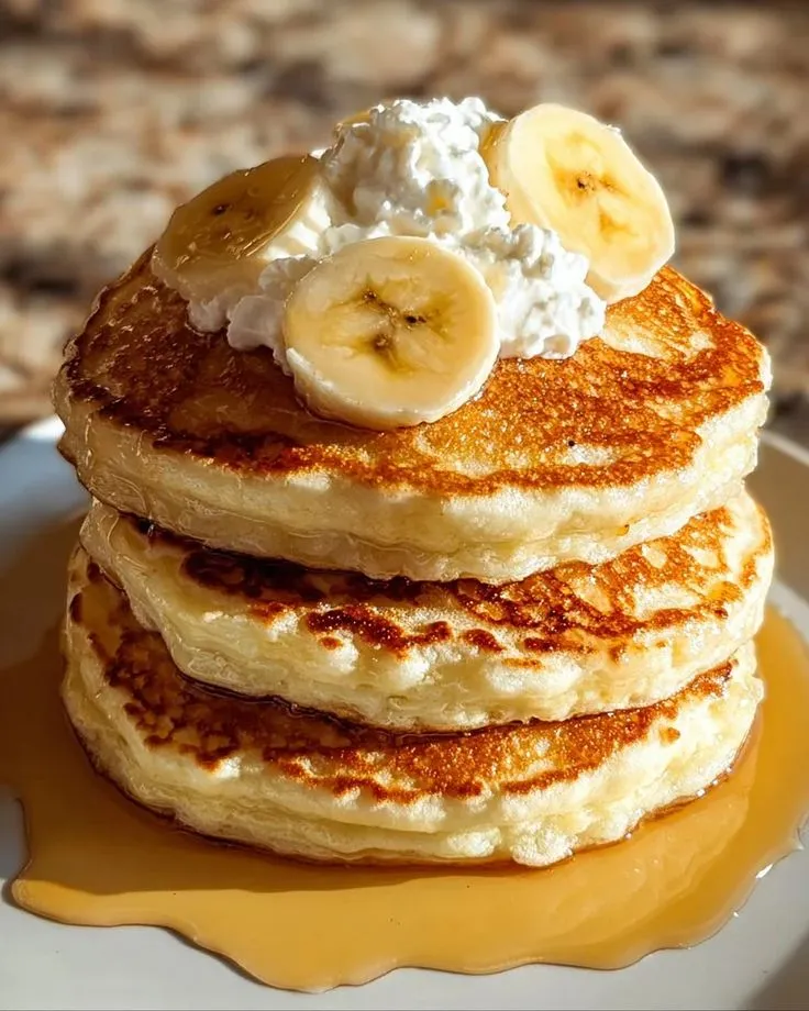 Fluffy Banana Cottage Cheese Pancakes