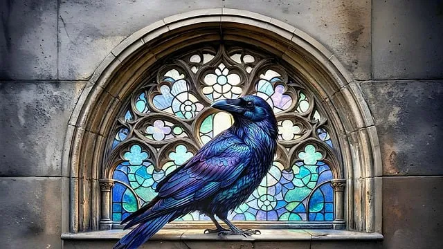 Free Crow Stained Glass Window photo and picture