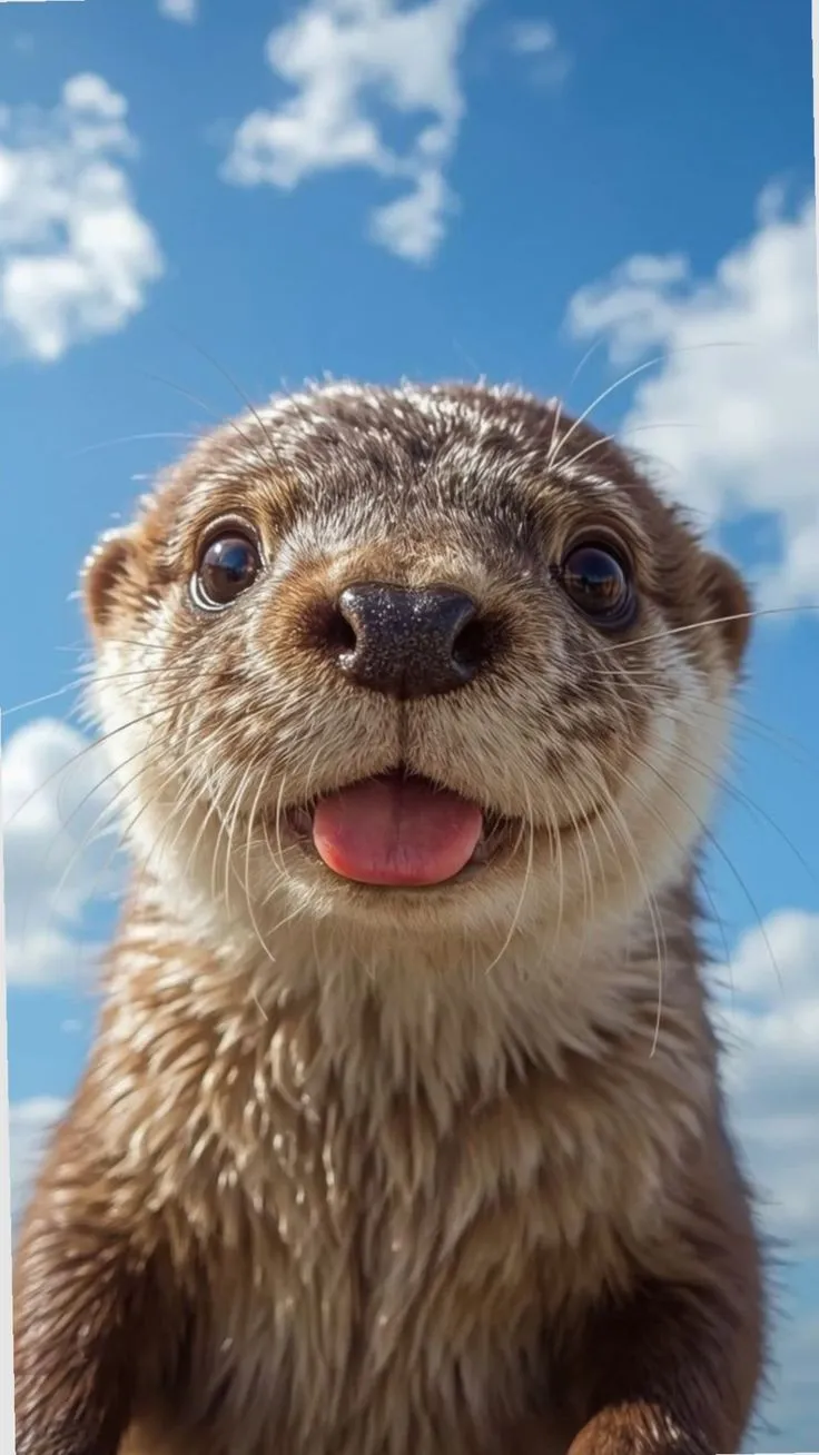 a close up of a small animal with its tongue out