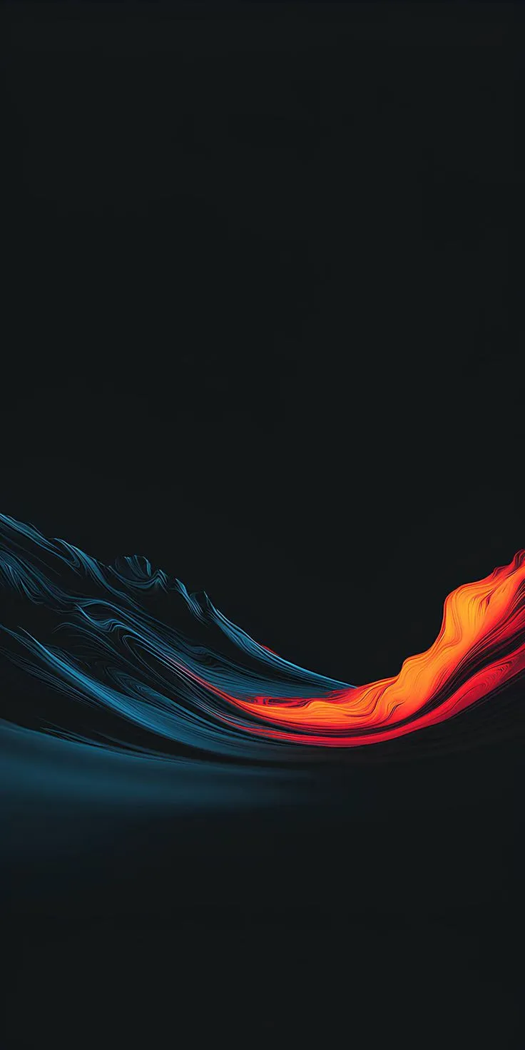 an orange and blue wave on...