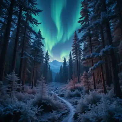 the most magical forest with the northern lights