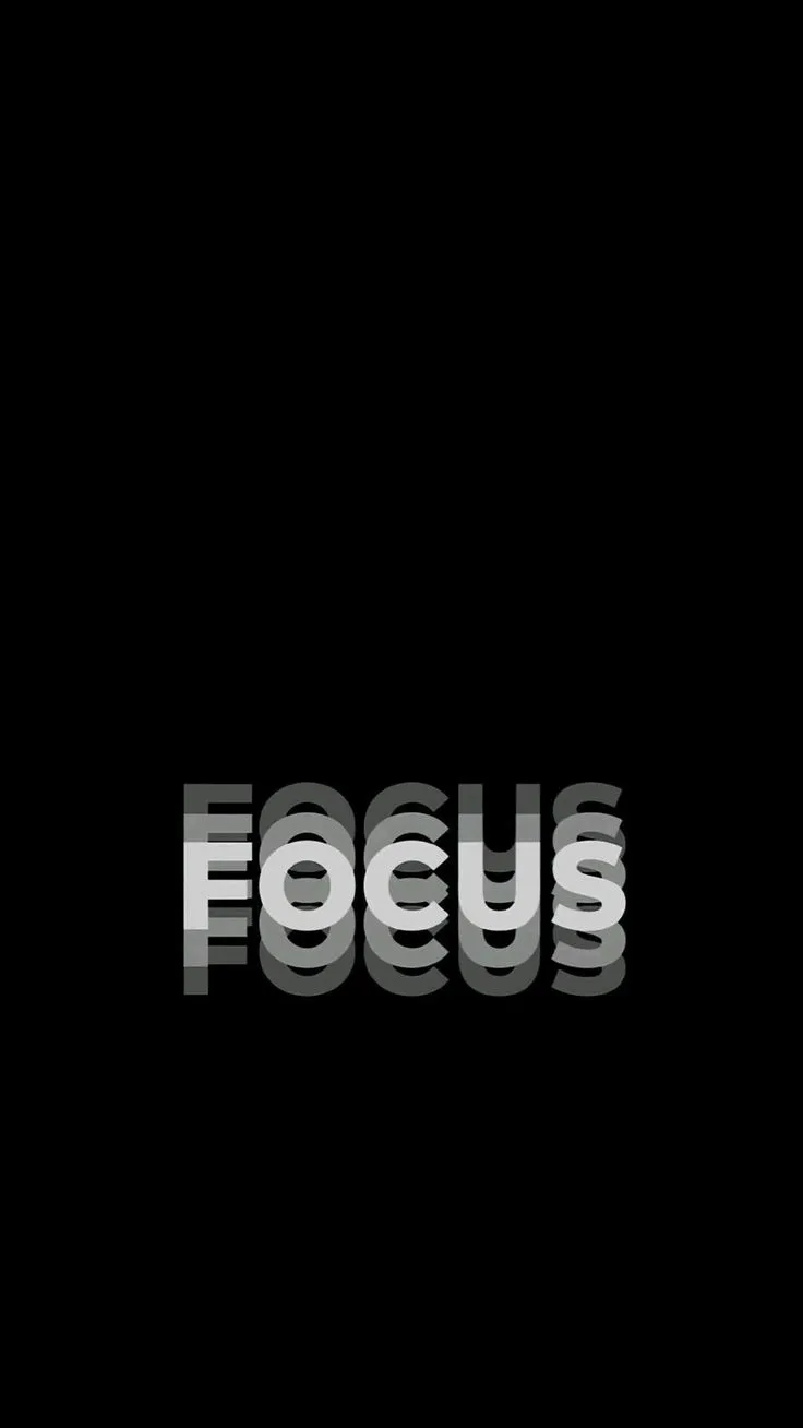 the word focus is made up of white and black letters on a black background,
