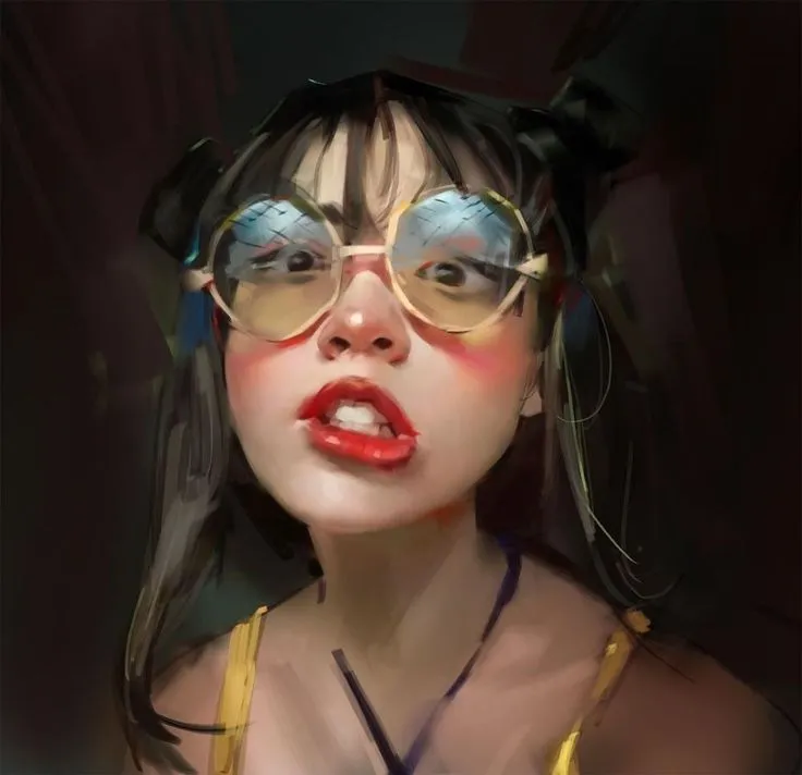 a woman with headphones and glasses on her face