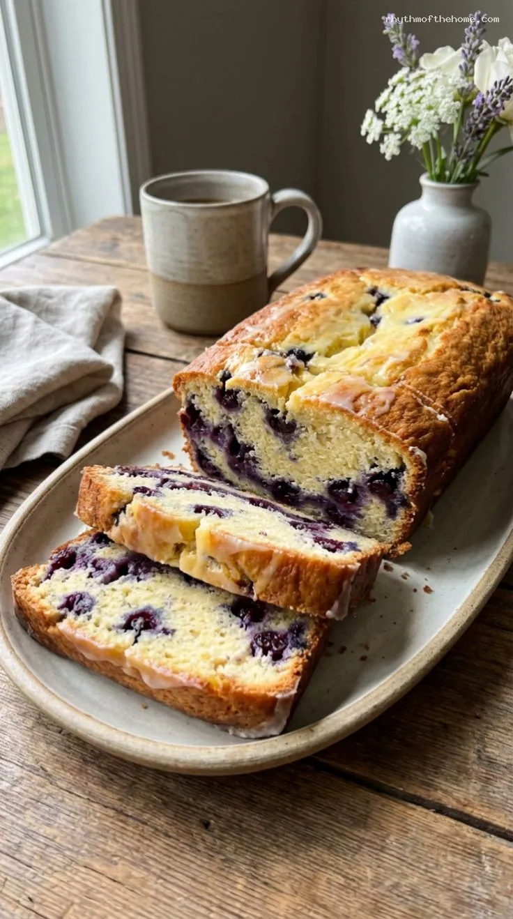 Cozy Cream Cheese Blueberry Swirl Loaf Cake