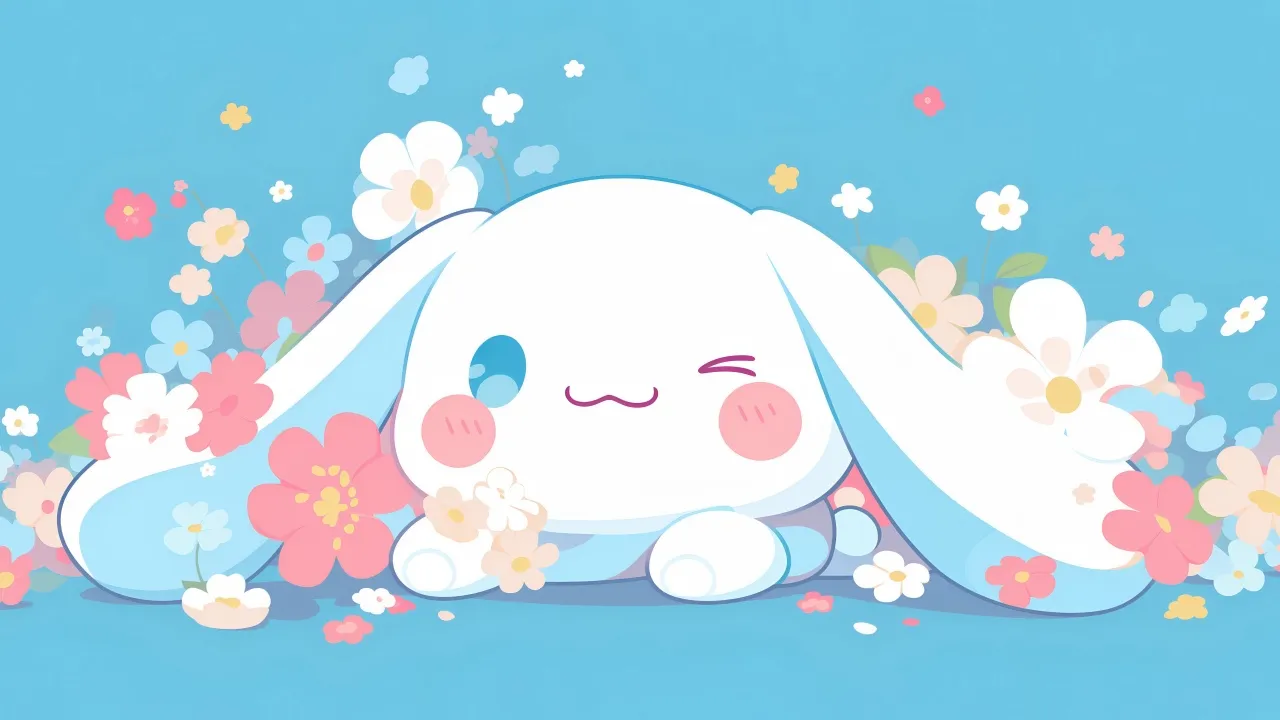 Cinnamoroll, Sanrio, Cute cartoon, Floral, Pastel background, Illustration, 5K, Kawaii