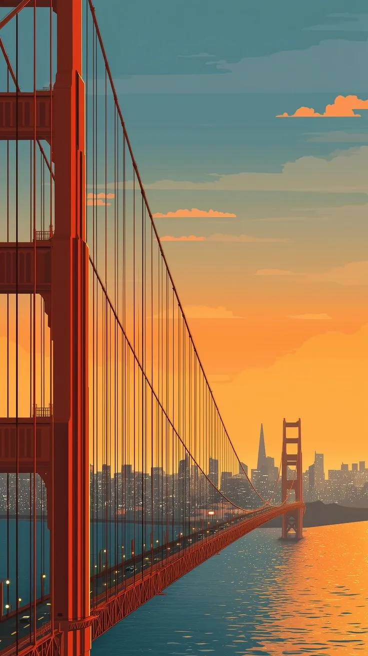 the golden gate bridge in san francisco, california is shown at sunset as seen from across the bay