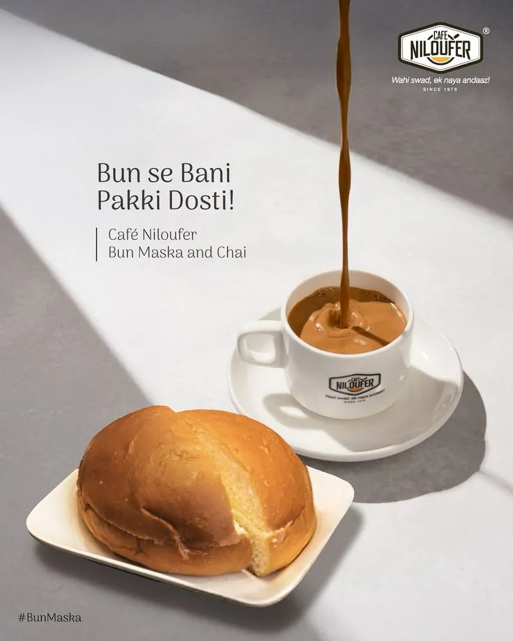 Mornings made better with Bun Maska and Chai!☀️#CafeNiloufer #Nilouferchai #Bunmaska #morningvibes #BetterTogether #ChaiMoments