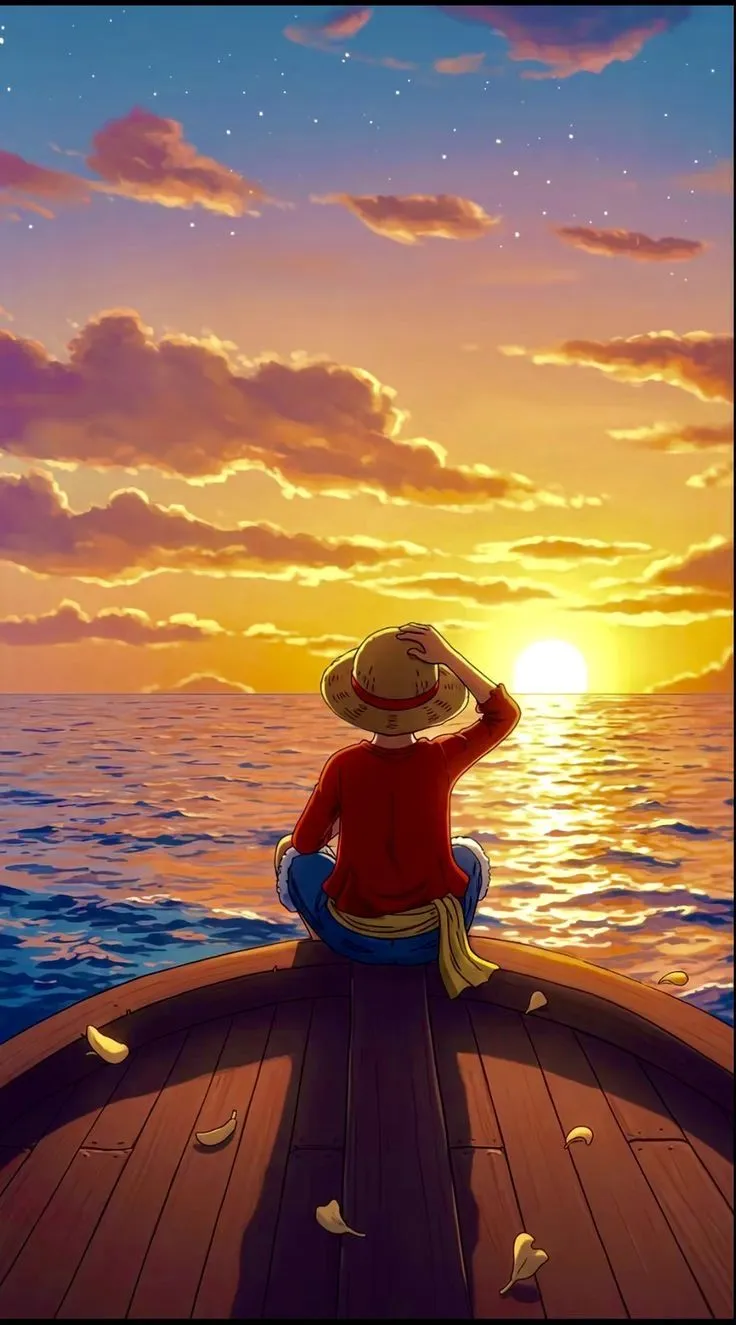 a person sitting on top of a boat looking at the sunset