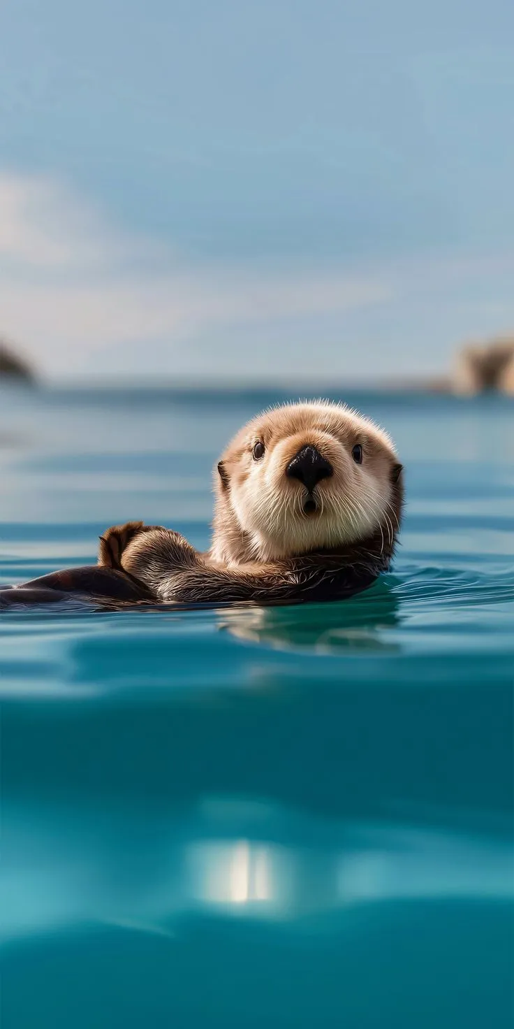 Cute sea otter Minimalist Wallpaper