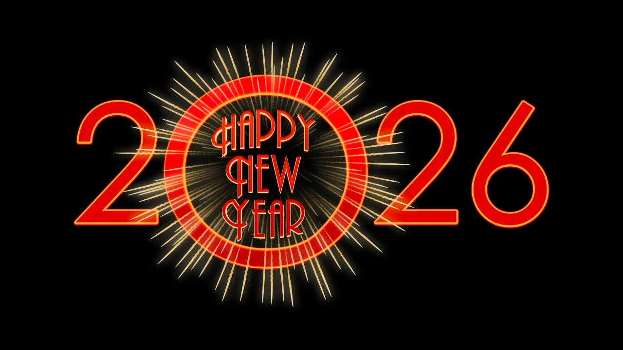 Happy New Year 2026, Black background, 2026 New Year, 8K, 10K, 12K