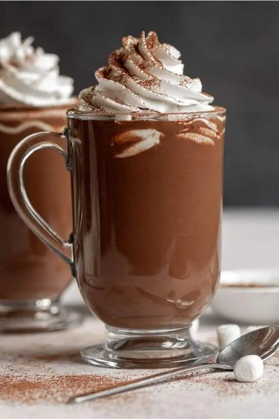 two mugs filled with hot chocolate and whipped cream