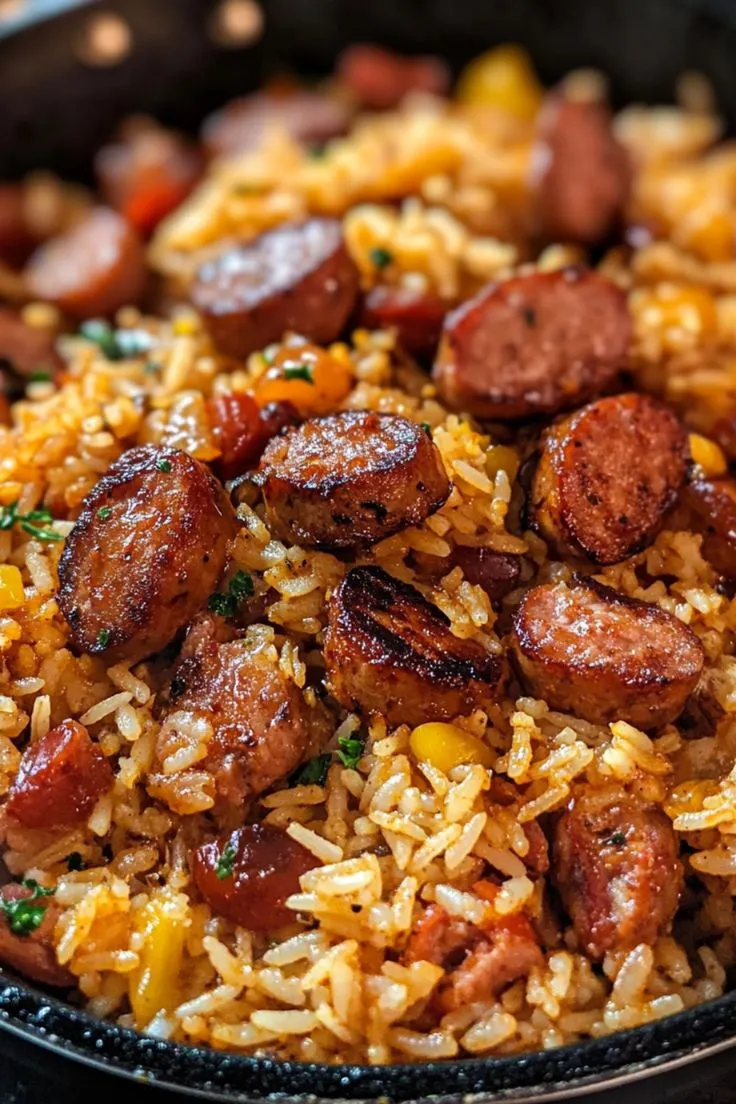 Cajun Sausage and Rice Skillet (One-Pan Dinner in 30 minutes!)