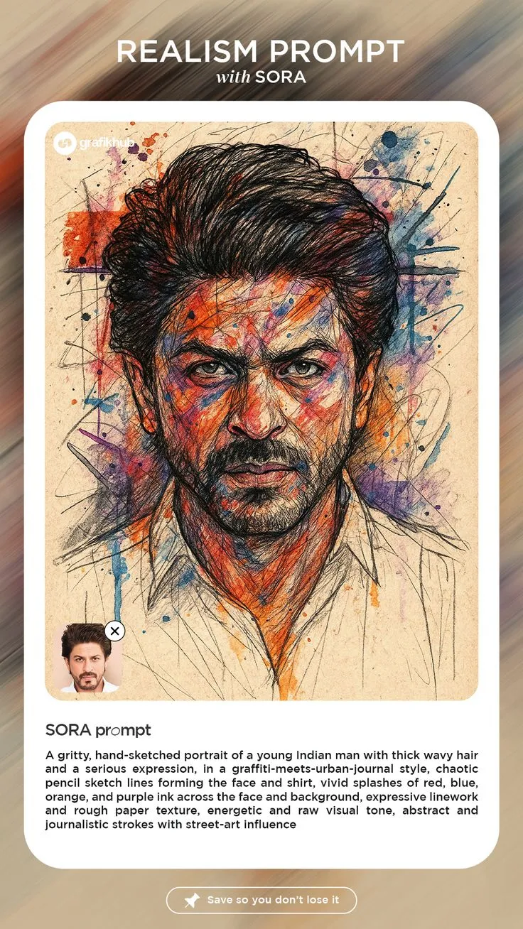 🎨 Realism Prompt with SORA — Gritty Hand-Sketched AI Portrait Series