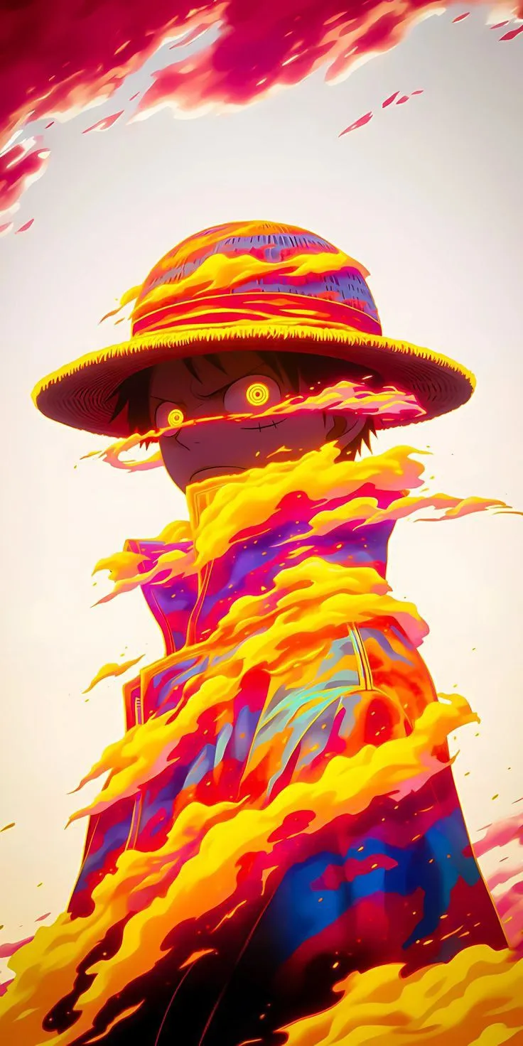 a person wearing a colorful hat and standing in front of the sky with bright colors