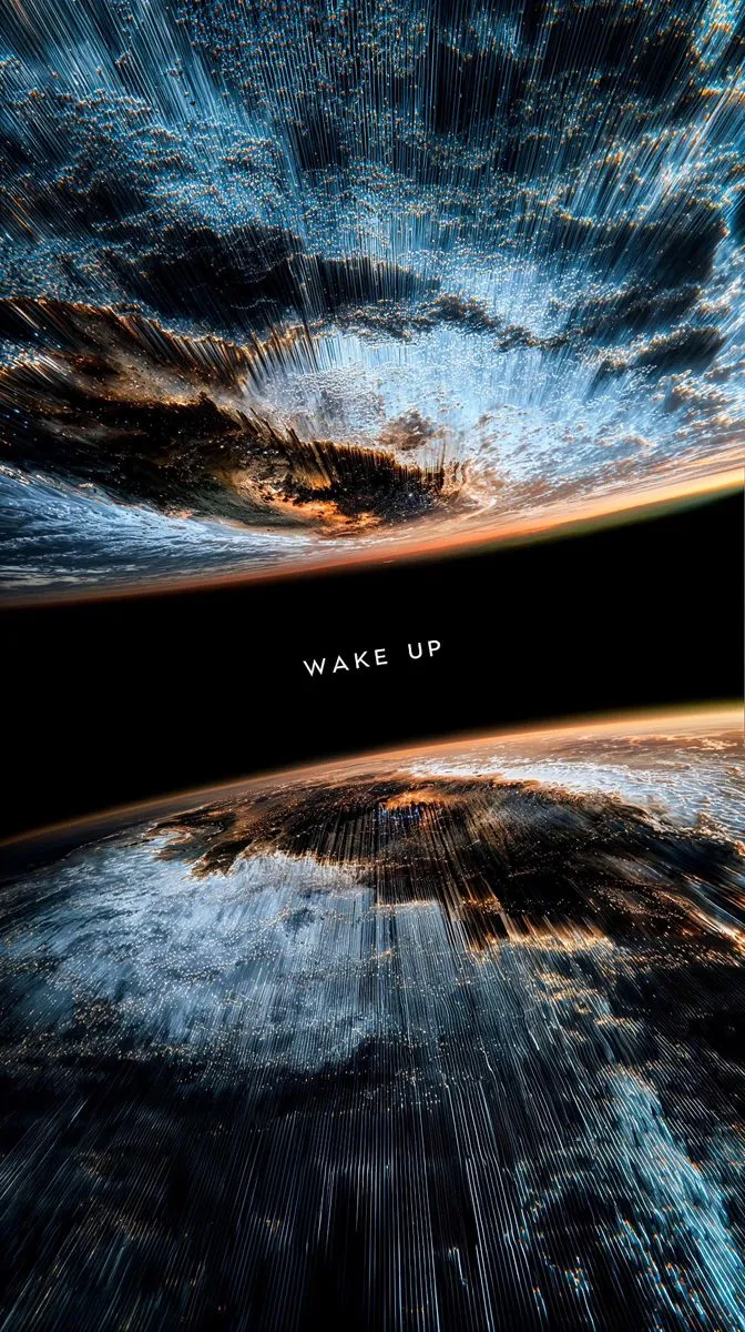 an abstract photo with the words wake up