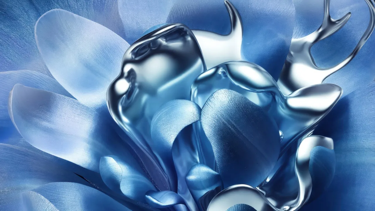 Liquid metal, Digital flower, 3D model, Metallic, Modern design, 5K