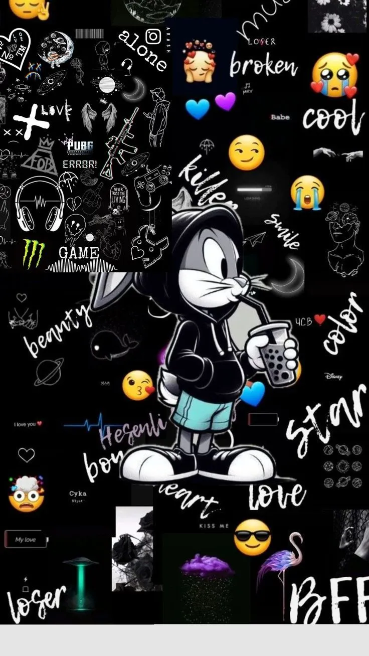 an image of some cartoon characters on a black background