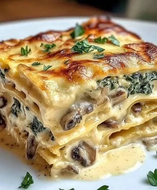 🌿 Creamy Spinach & Mushroom Lasagna