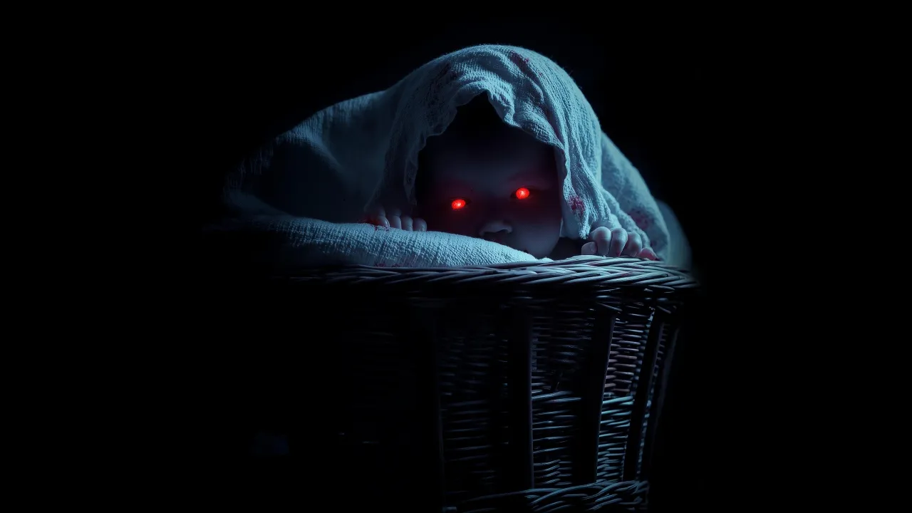 The Summoning of Baby Blue, 2025, Horror Movies, Black background, Creepy, Evil eyes, 5K, 2025 Movies