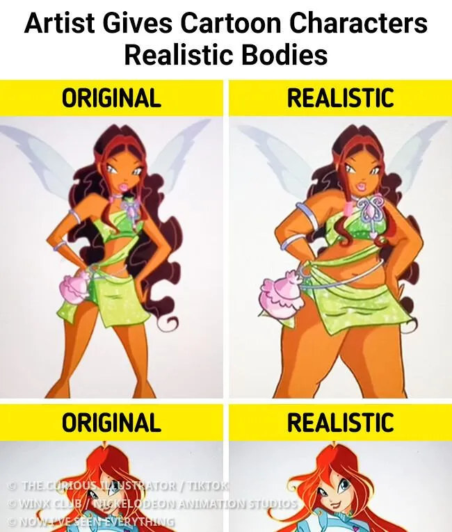 Artist Gives Cartoon Characters Realistic Bodies