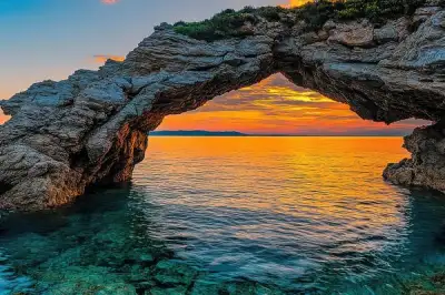 Majestic Rocky Arch by the Sea, a Nature Photo by Virgo Studio