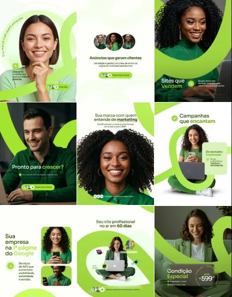 the website is designed to look like it has many different people in green and white
