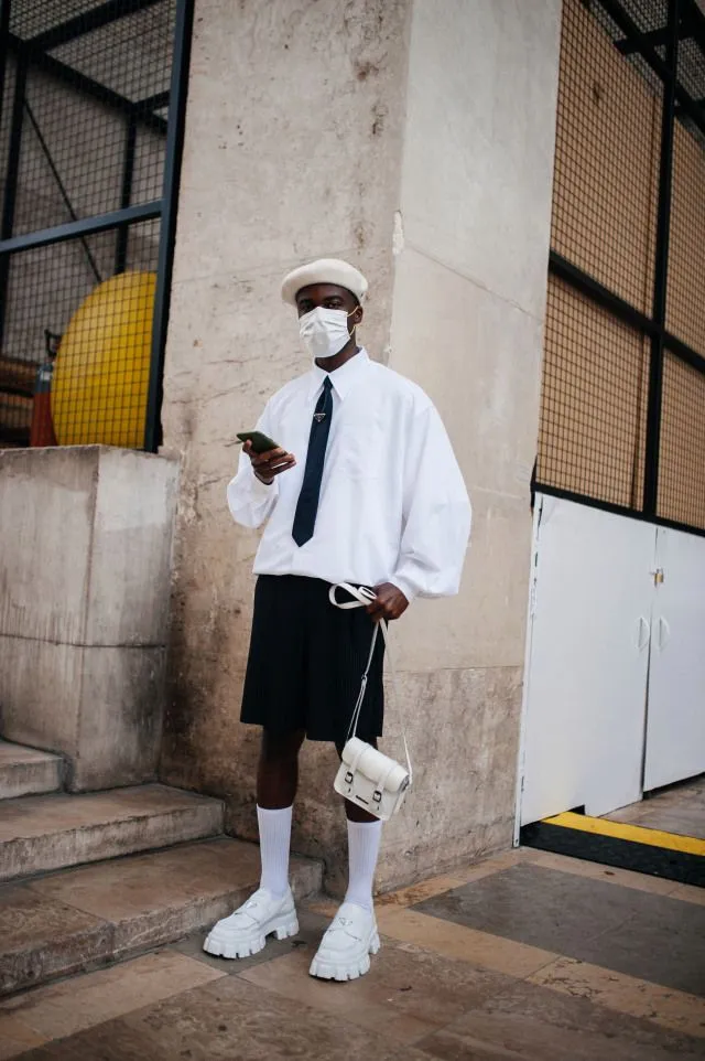 Street style at Paris Fashion Week Men's Spring 2022.