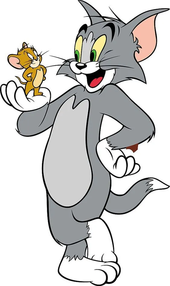 an image of a cartoon cat holding a mouse