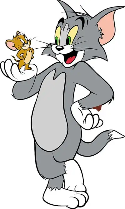 an image of a cartoon cat holding a mouse