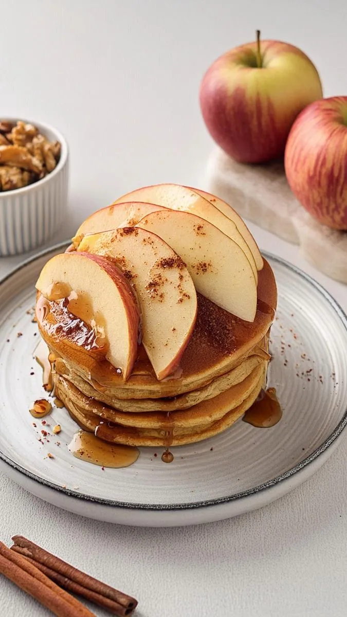 Try this for breakfast or brunch: Vegan Cinnamon Apple Pancakes
