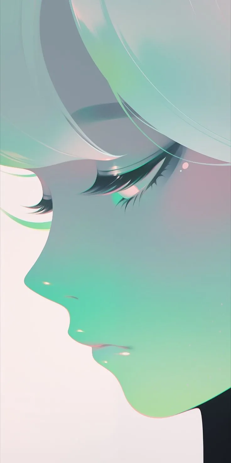 a woman's face is shown in this abstract photo with blue and green colors