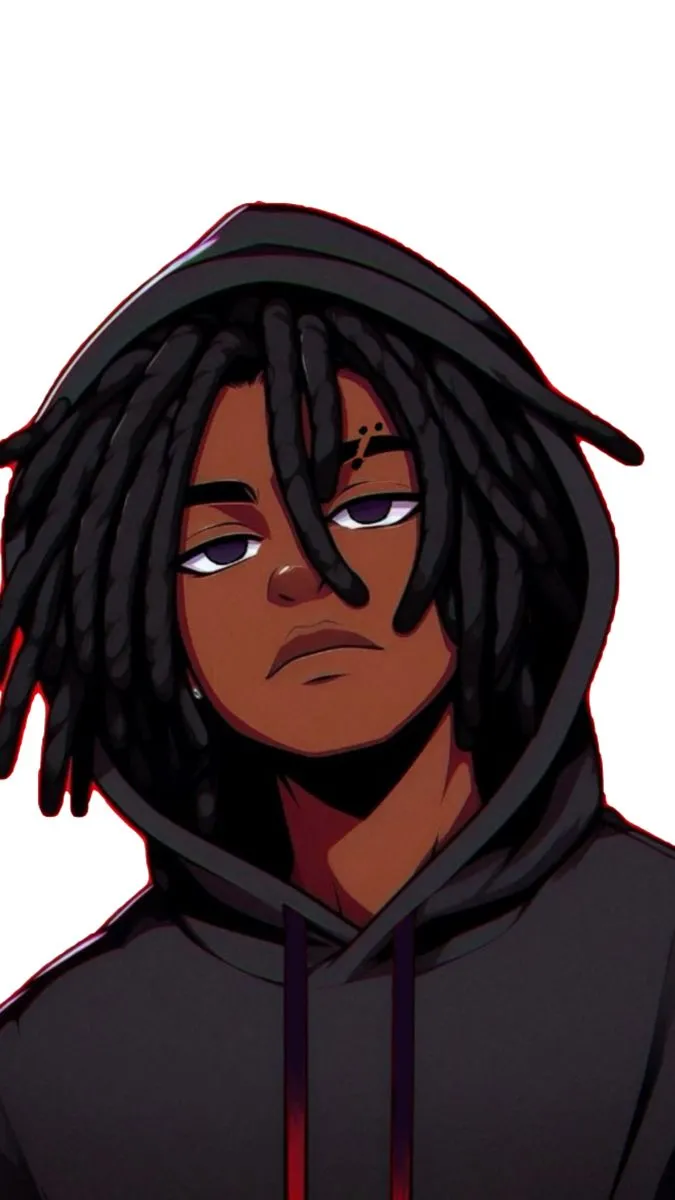 a man with dreadlocks wearing a black hoodie