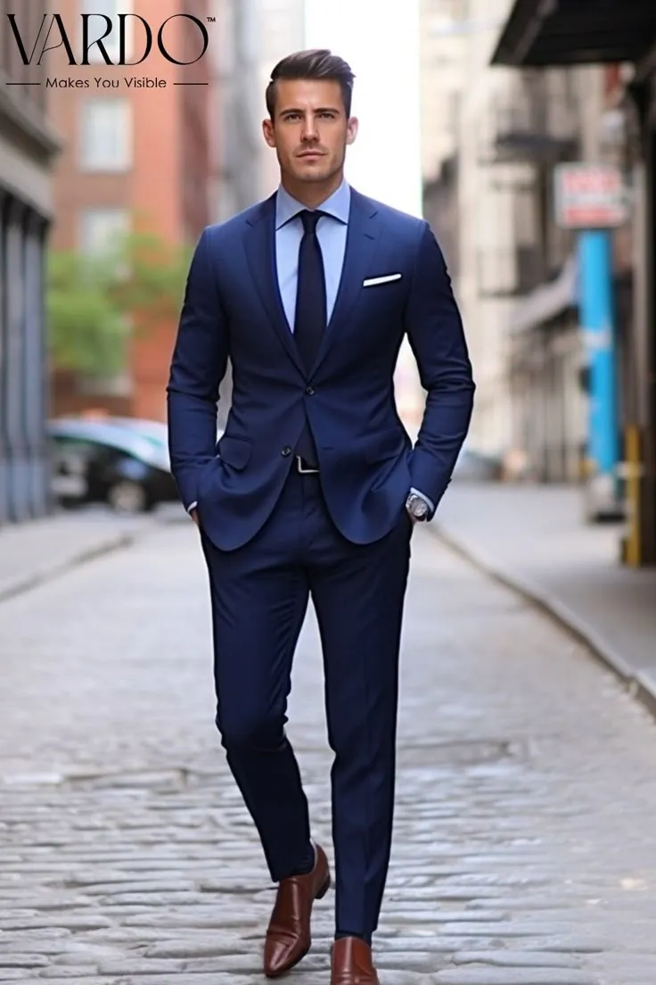 Men’s Navy Blue Two-piece Suit – Slim Fit Formal Wear - Etsy