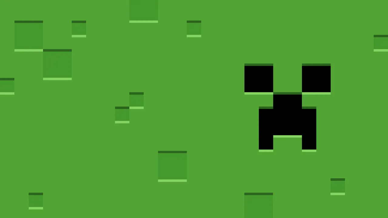 Minecraft, Creeper, Pixel art, Green background, Minimalist