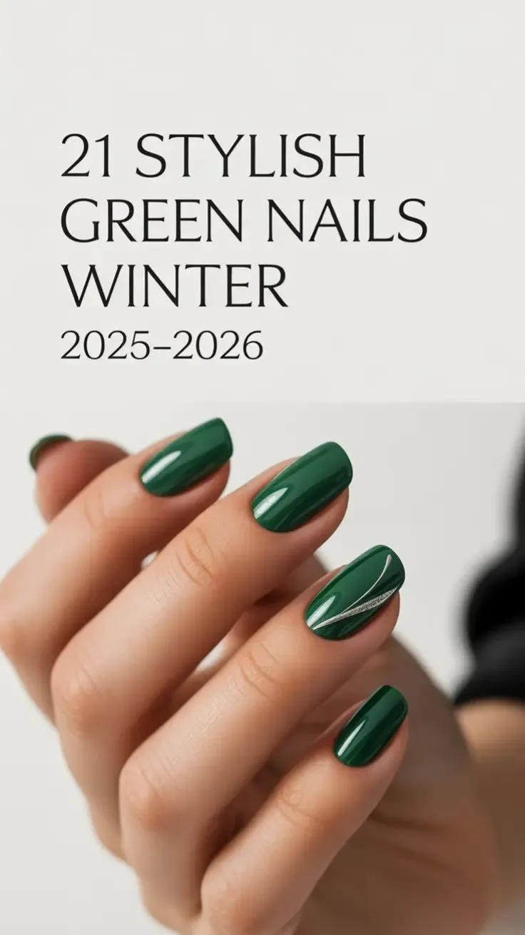 Stylish Green Nails Winter 2025–2026 elegant sage green winter nails almond and matte designs
