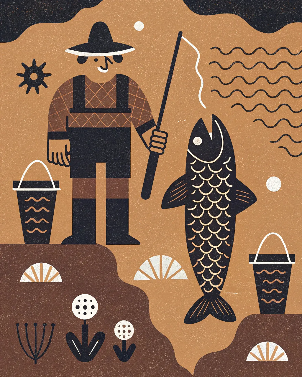 collage , fisherman, fish