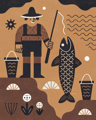 collage , fisherman, fish