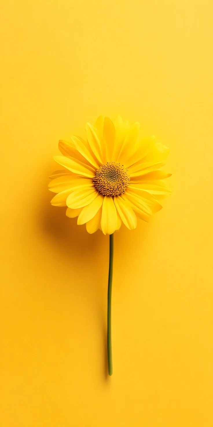 a single yellow flower on a yellow background