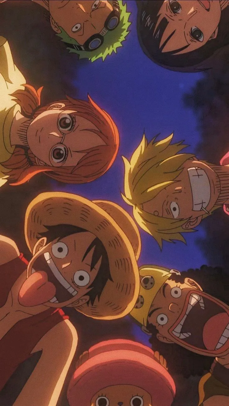 many cartoon characters are standing together in the air with their heads tilted down and eyes open