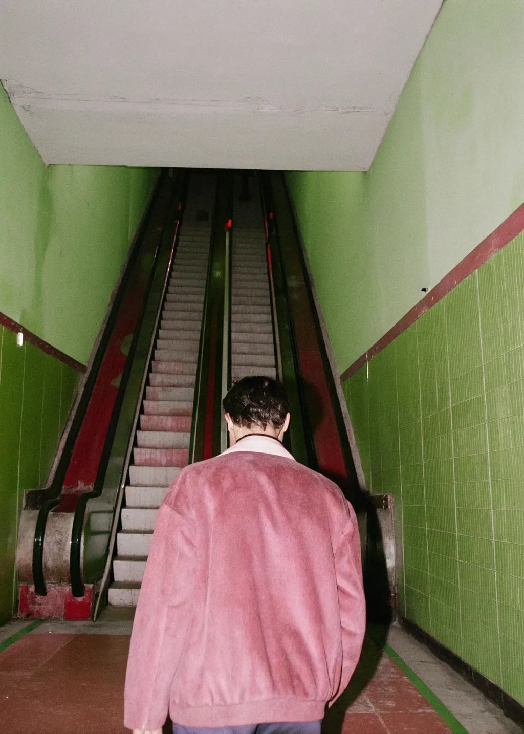 Inside the old subway. A very long escalator that doesn't...