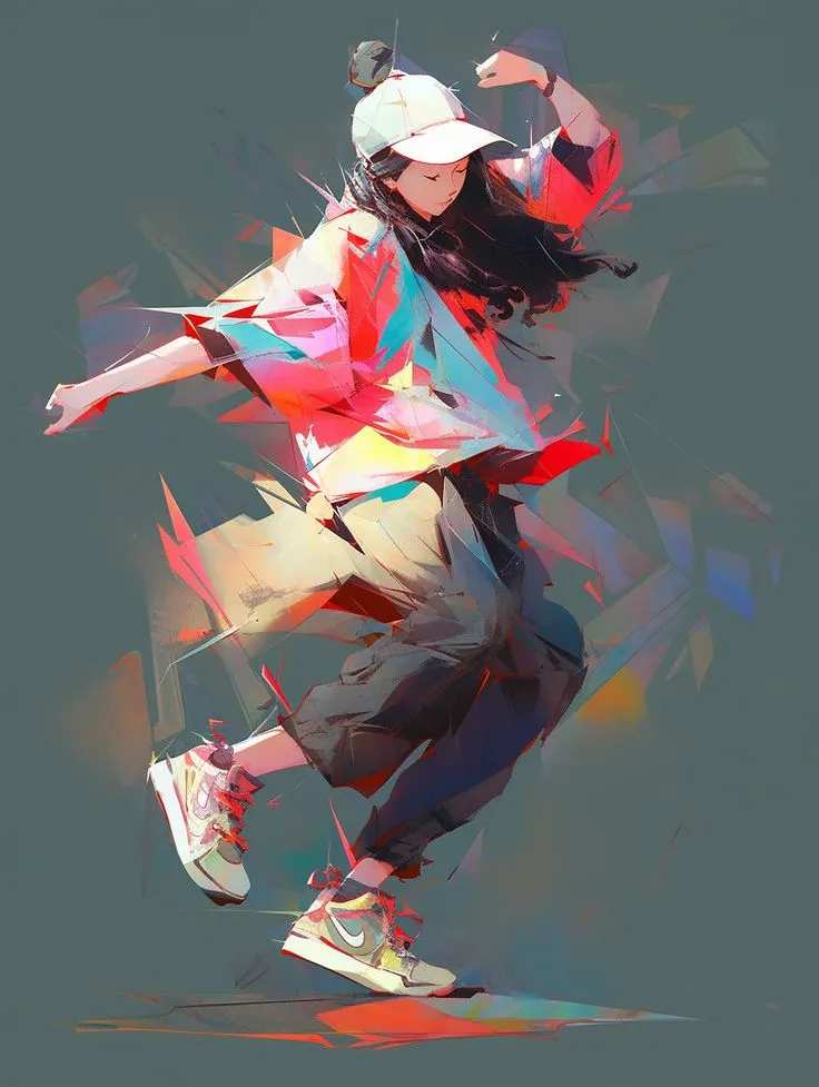 a digital painting of a person on a skateboard
