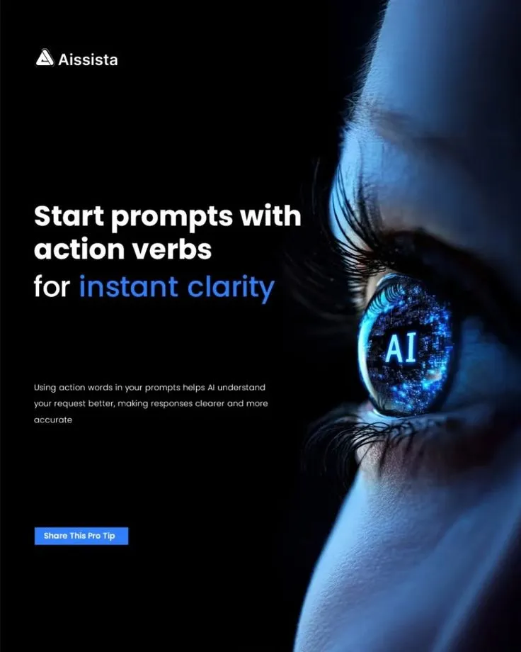 ⚡ Better Action Words AIClarity, not nonsense, is what AI prompts require. Action verbs immediately set the tone.How to Prompt for Clarity:✔ Role (Foundation Layer)✔ Describe the set of abilities rather than the title.✔  Create a list of the AI's capa