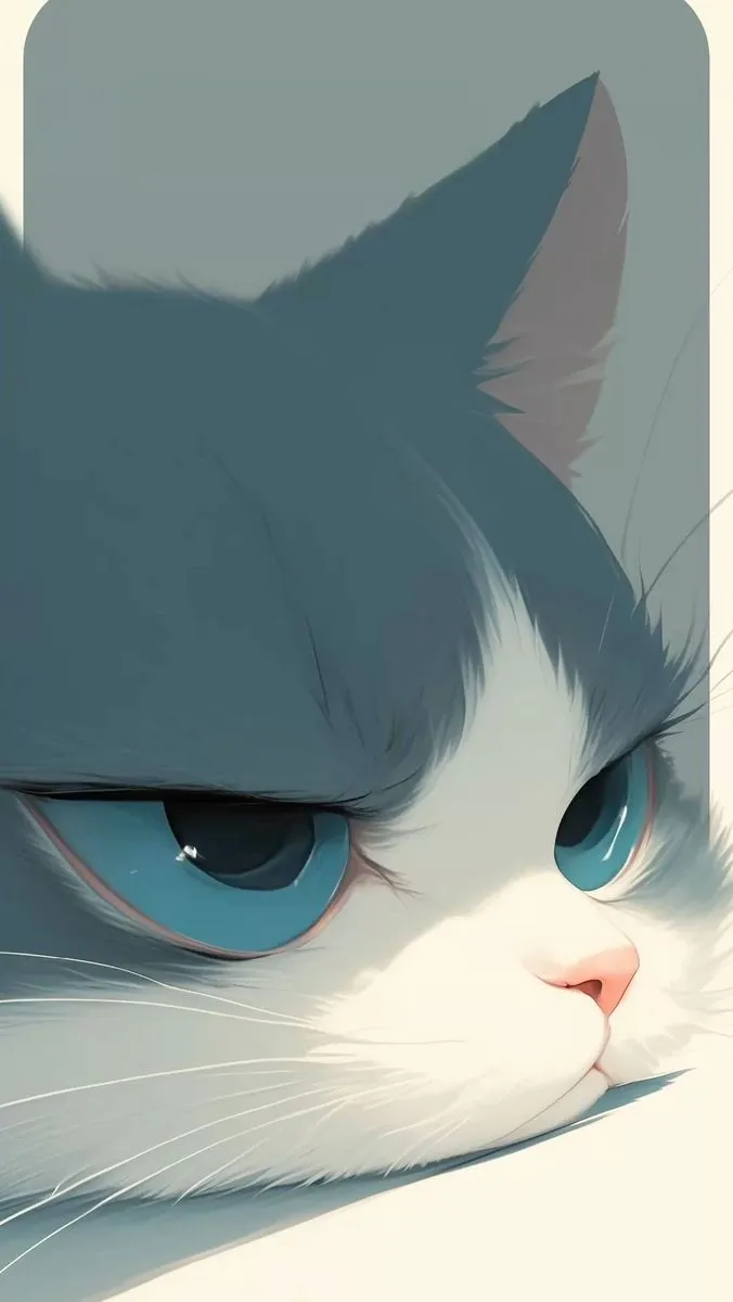 a close up of a cat's face with blue eyes