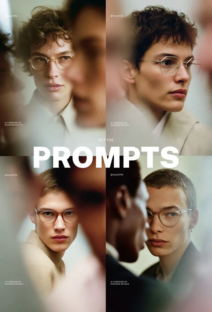 Prompts for Glasses Blurry Fashion AI Magazine Advertising Marketing Campaign