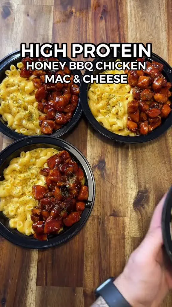 High Protein Honey BBQ Chicken Mac &amp; Cheese  59g Protein Meal Prep