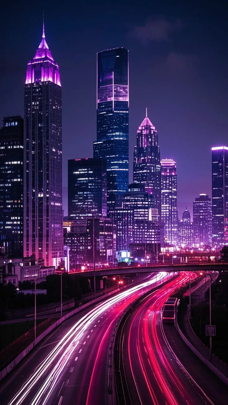 "Stunning Urban Landscapes: Cityscape & Highway Phone Wallpapers for Modern Women"