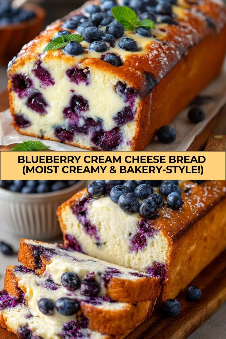 Blueberry Cream Cheese Bread – Moist, Sweet & Irresistible
