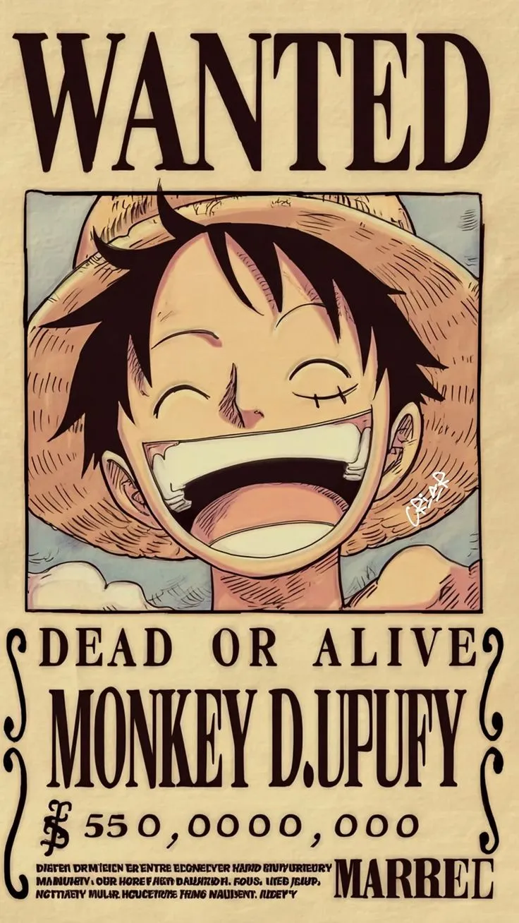 the wanted poster for one piece's upcoming film, monkey d luffyy